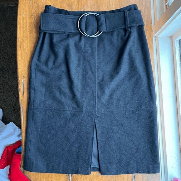 Betty Barclay Black Wool Pencil Skirt with Ring Belt, Size 6-8 - Picture 10 of 10